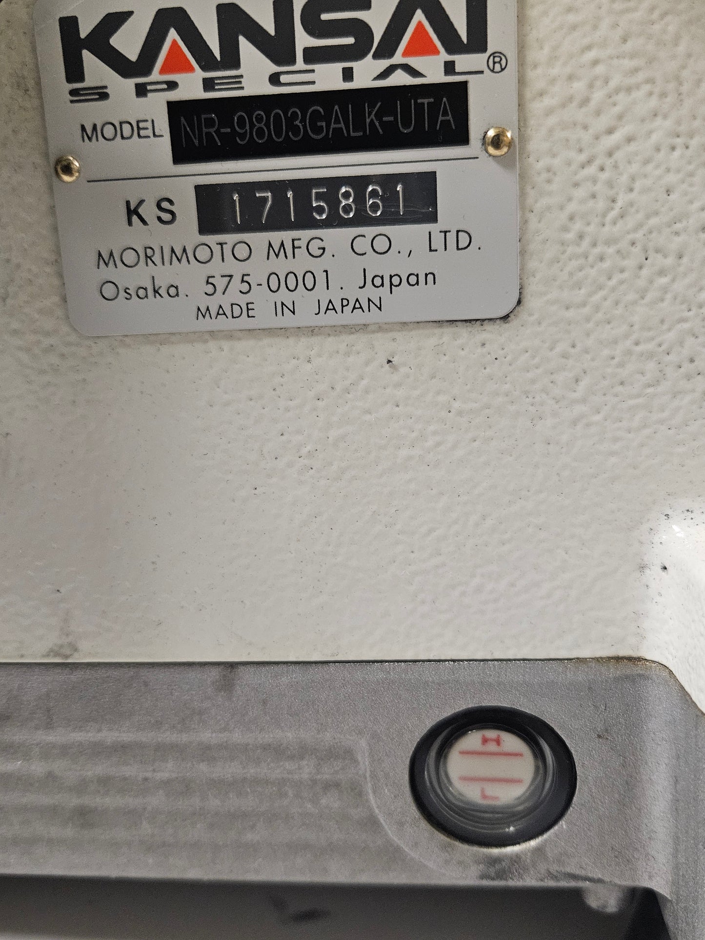 Kansai NR-9803 GALK Special Fully Automatic Circular Bottom Hemming Machine
